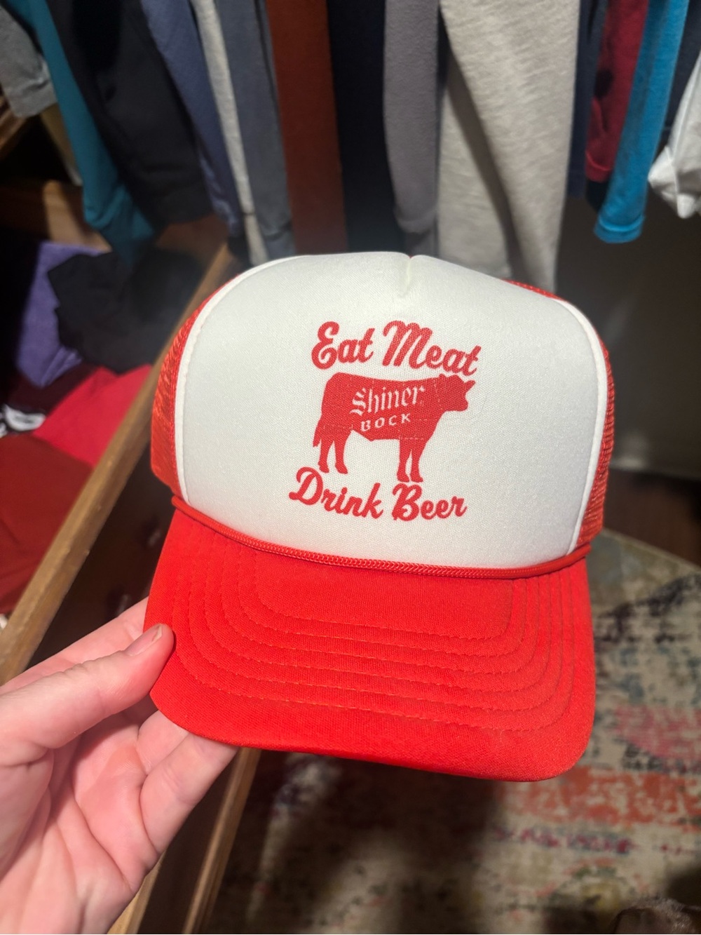 Shiner Bock Eat Meat Drink Beer Trucker Hat